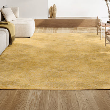Haze Solid Low-pile Area Rug Mustard